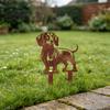 Niedliche Hundeblumenbeet-Dekoration Metall-Dackel-Gartenspieß, Rostige Tier-Silhouette Dekorative Hofspieße Kunst für Draußen Rasen, Weg, Terrasse, Skulptur