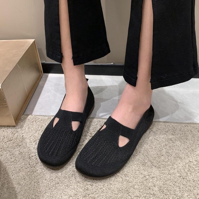 Fashion Women's Summer 2024 Simple Round Toe Design Anti-Slip Flat Low-top Shoes Outdoor Casual Comfortable Breathable Women's Shoes