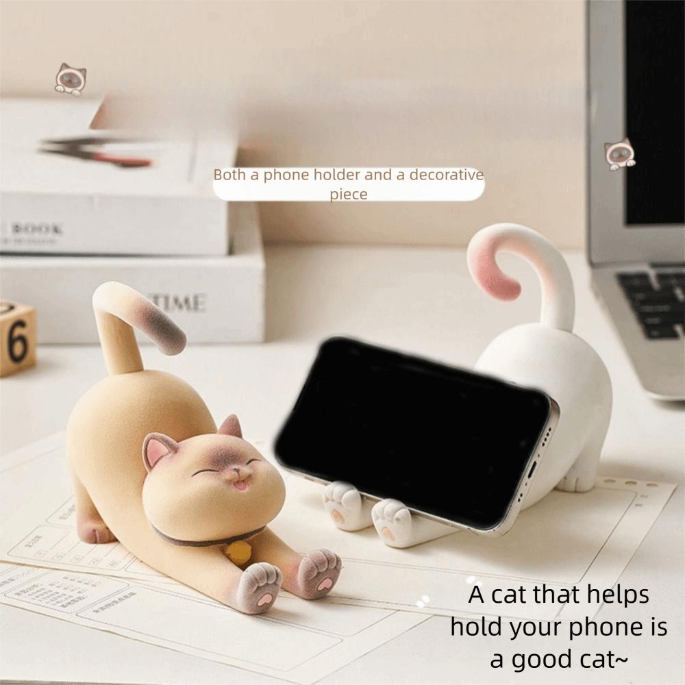 Multi-functional Cat Phone Stand Resin Cat Desk Lazy Bracket  Smart Phone Display