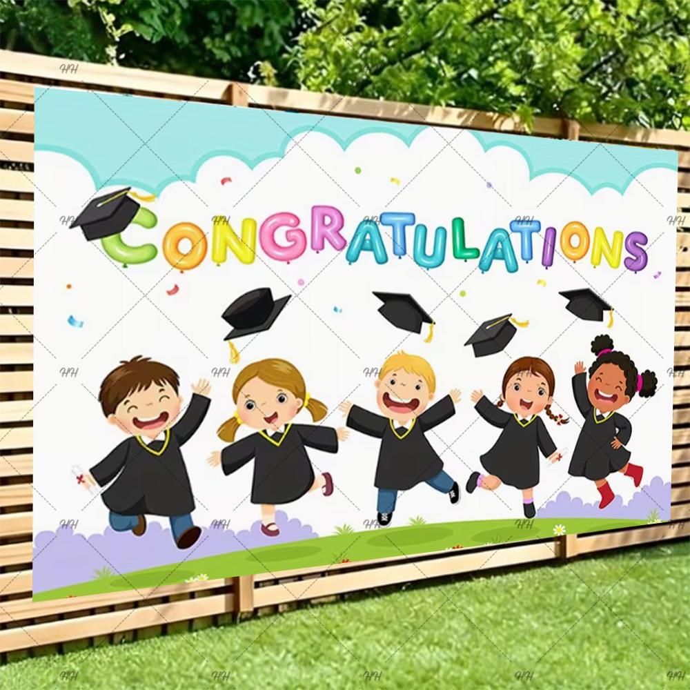 Congratulatory Graduatio Celebration Theme Party Decoration Background Graduates Backdrop Photography Studio Props Student Gifts