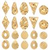 20Pcs 10 Style Textured 201 Stainless Steel Pendants Mixed Shapes Golden 18~32.5x16~23.5x0.5~1mm Hole: 1.2~1.7mm 2pcs/style