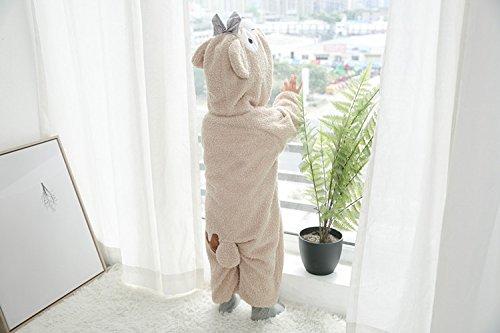 Fluffy Bear Kigurumi Costume, Santa Cosplay, Winter Wear, Unisex, Kids, Baby, Hooded Coverall/Romper, Apr1004 (110cm, Beige)