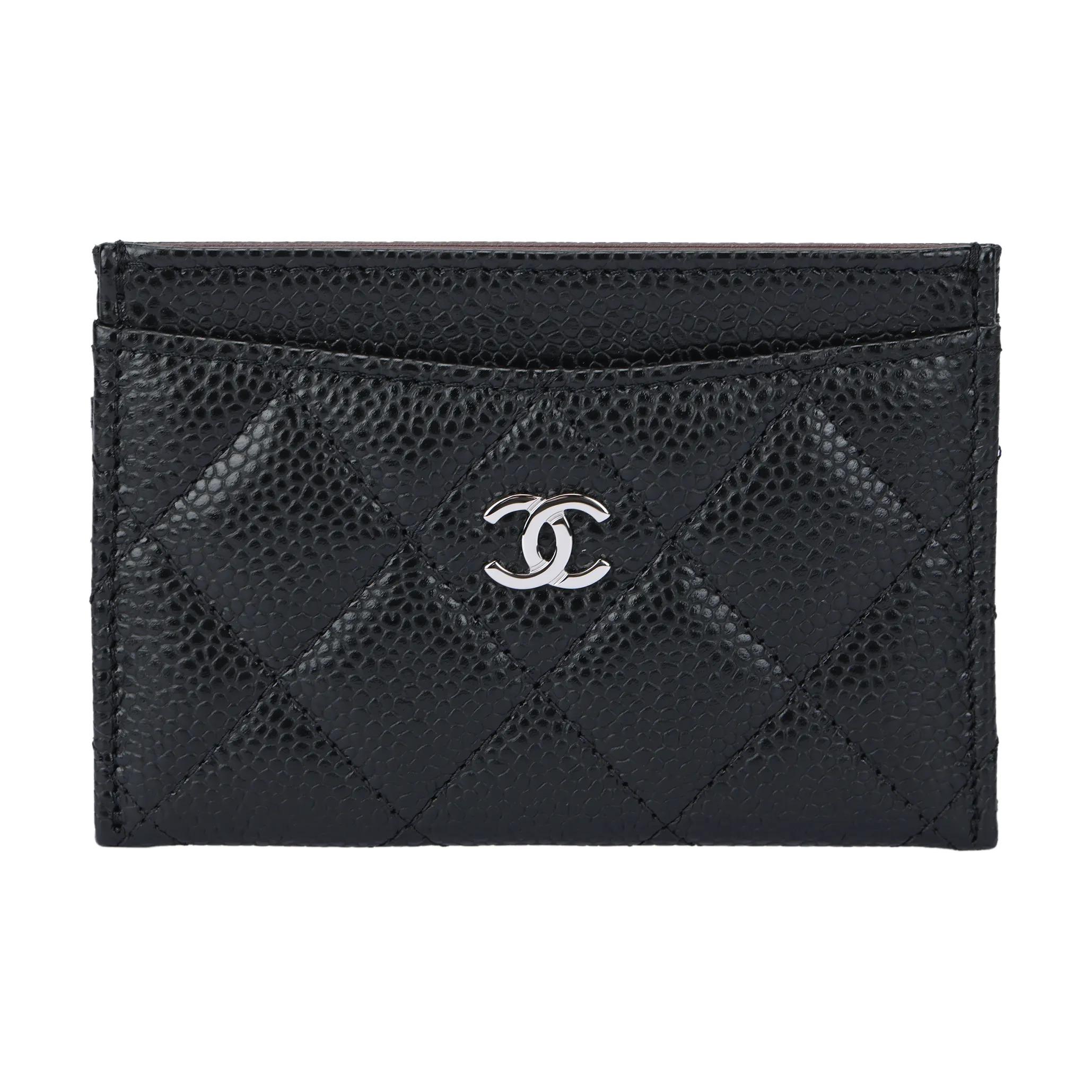 

CHANEL Тримач для карток Diamond Quilted зі срібною пряжкою зі шкіри корови з зернистою текстурою та срібною фурнітурою Жіночий Чорний Gift Box Set (Basic Set + Original Box) чорний