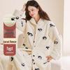 Women's Coral Fleece Long Bathrobe - 2025 Autumn/Winter, Warm & Simple Solid Color Homewear