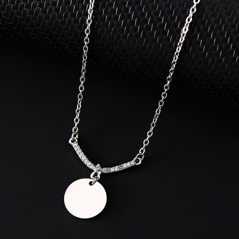 V-Shaped Multi-Diamond UV Laser Engraved Pendant Necklace with Stainless Steel Flat Cross Chain