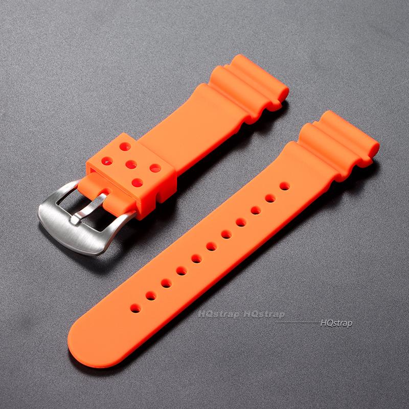 

20mm 22mm Silicone Strap for Seiko Watch Band Men Women Sport Waterproof Diving Rubber Wrist Bracelet Accessories Universal Belt 20mm&no logo оранжевый