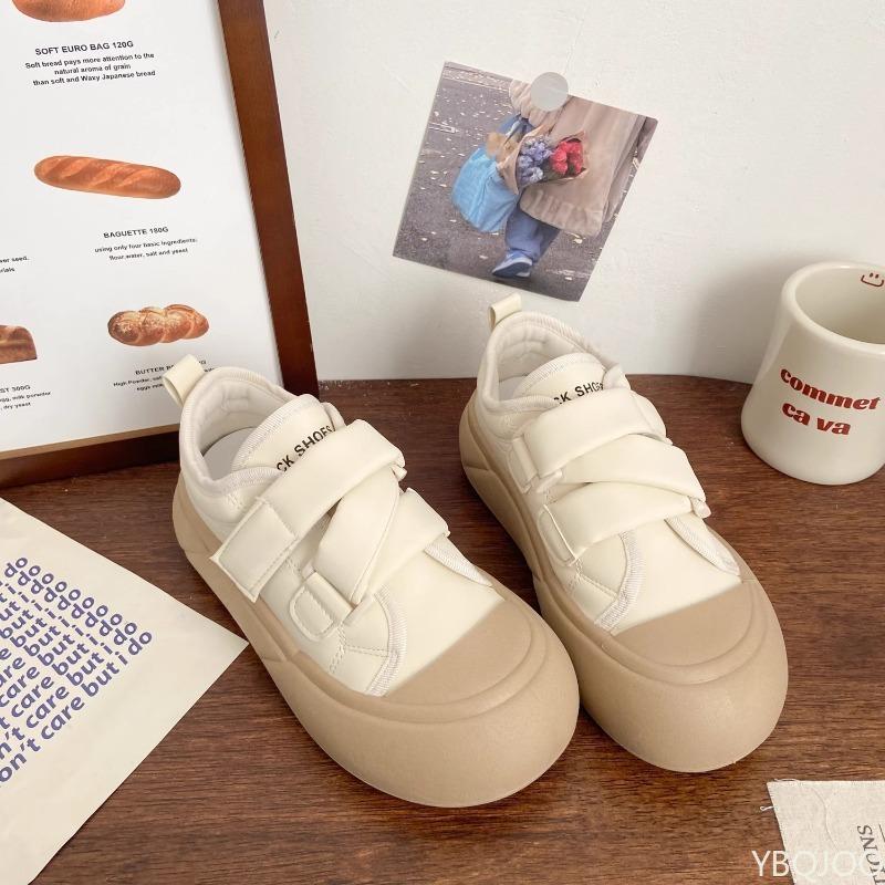 Little White Shoes Cute Round Toe for Women Autumn New Item Versatile Comfortable Big Head Board Shoes Thick Soled Bread Shoes
