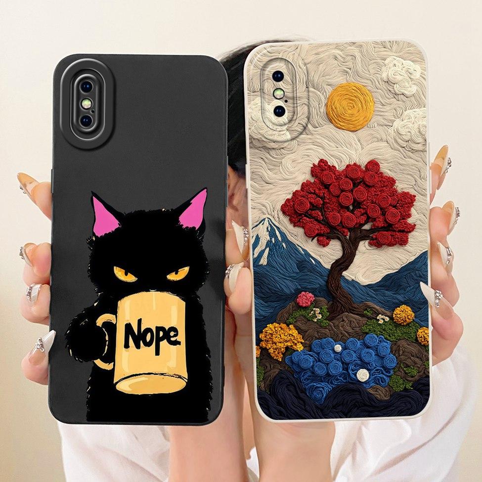 Casing For iPhone XS Max Cover Fashion Cartoon Cute Funny Painted Silicone Phone Case A1921 A2101 A2102 A2104