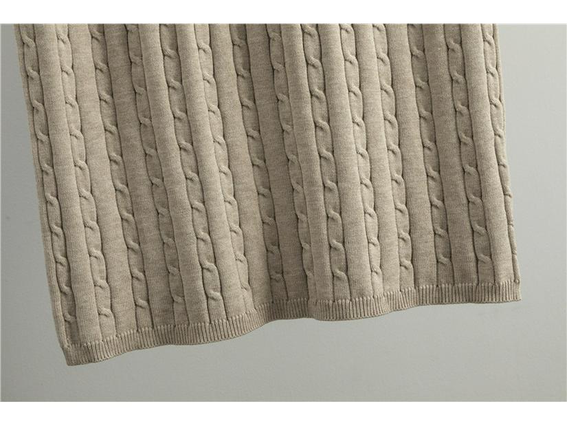 Korean-Style Two-Piece Set: Polo Collar Cable Knit Top & Sweater Skirt for Spring/Autumn