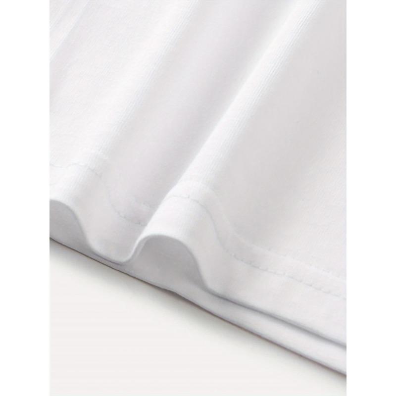 "My Husband Thinks I'm Crazy" Humorous Letter Print T-Shirt - White Casual Short Sleeve Crew Neck  Machine Washable Regular Fit Tee for Spring