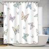 Beautiful Butterfly Shower Curtain Set Vivid Colors Black Trim Perfect for Bathroom Decor