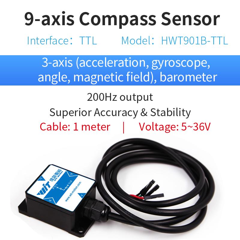 WitMotion WT901C485 9-Axis AHRS Inclinometer Acceleration+Gyro+Angle (XY 0.05° Accuracy)+Digital Compass, RS485 Modbus Protocol