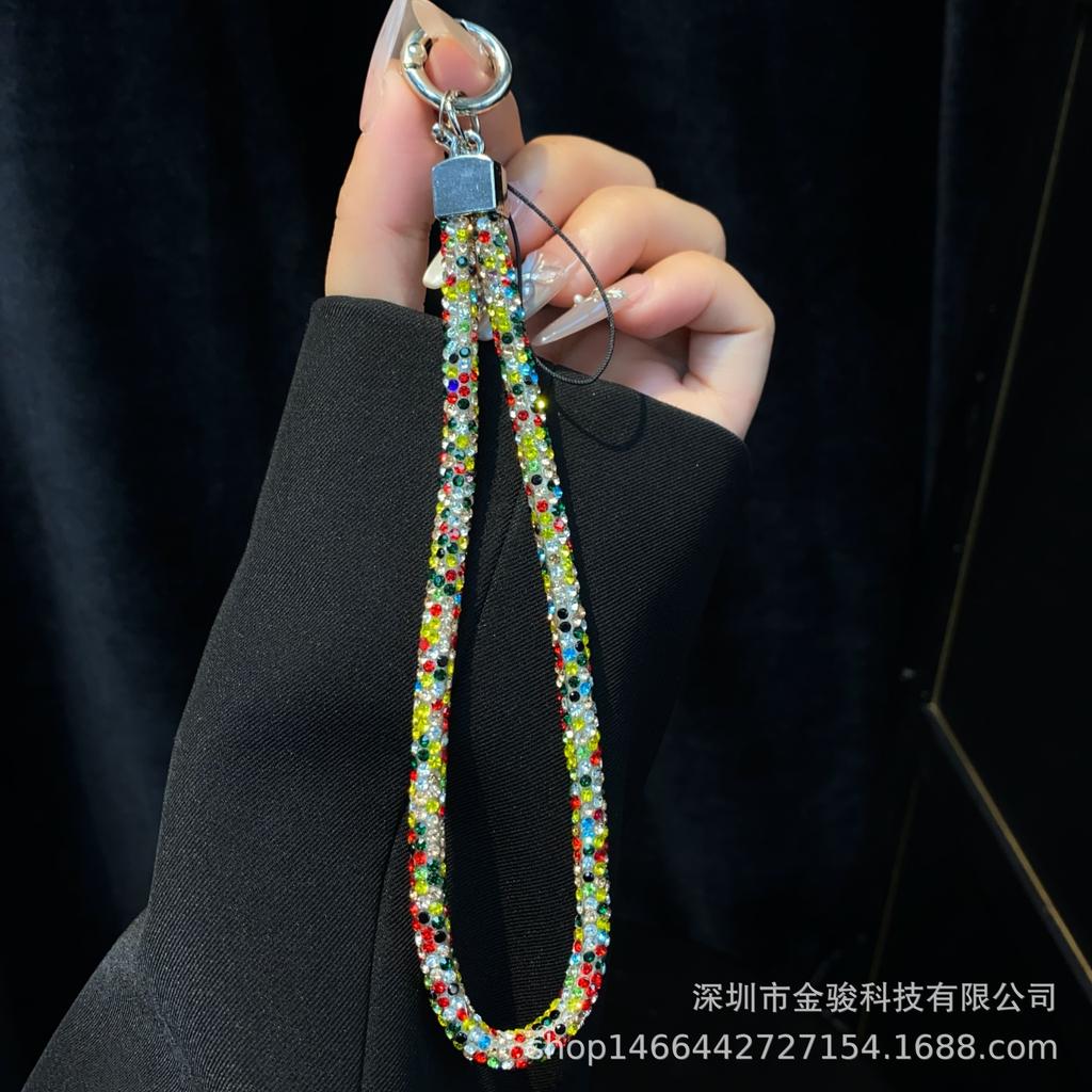 Phone Lanyard Colorful Dopamine Rhinestone Phone Chain Wrist Style High-End Fashion Versatile Hanging Decoration Wholesale