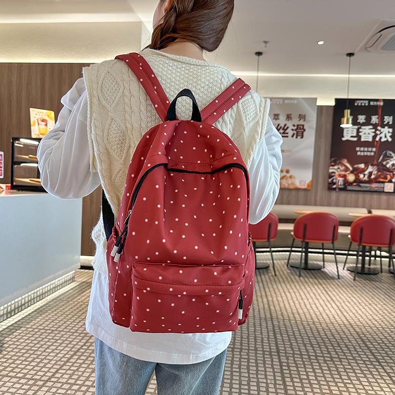 Bag Waterproof Teenage Bookbag Nylon Rucksack Fashion High Capacity Backpack Women Shoulder Bag High School Schoolbag Black rosso