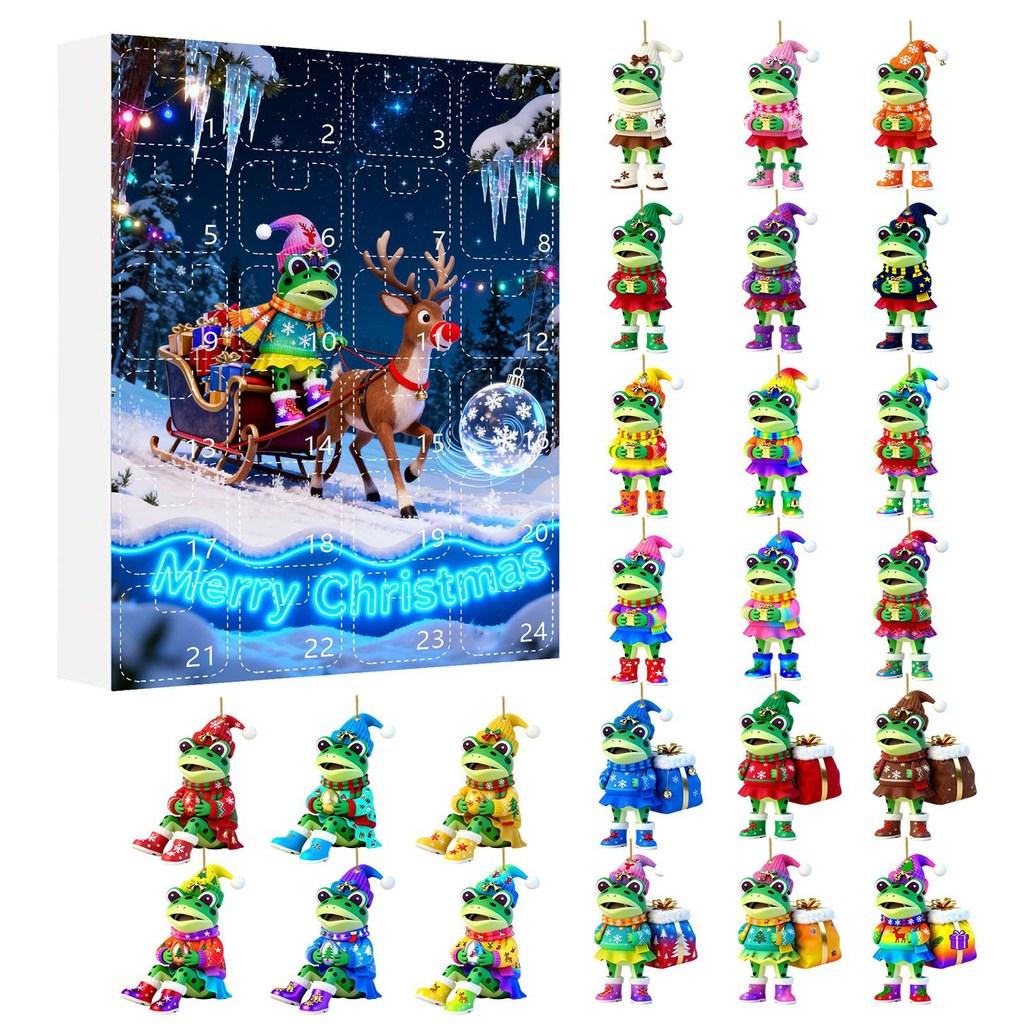 Christmas Countdown Calendar With Frog Acrylic Hanging Decorations For Holiday Room Decor