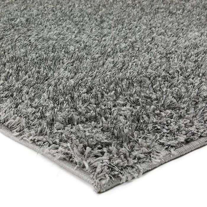 Tapis salon à poils longs brillant gris clair 133x190