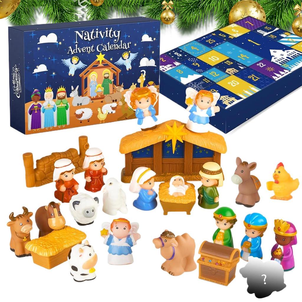 2025 Countdown Advent Nativity Calendar Nativity Scene Jesus Story Christmas Countdown Decor 25pcs Nativity Scene Set For Kid