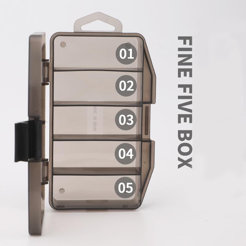 Gun Color Five Grid Box Fishing Gear Bait Glitter Storage Box Accessories Box Plastic Set Tool Box Lure Box