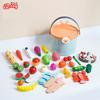 Wooden Pretend Play Children Toys Fruit Vegetable Cutting Set for Girl Kitchen Food Play Imitation Game Montessori Education Toy