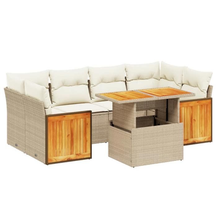 VidaXL Garden Lounge Set with Cushions 7 Pcs, Patio Sofas, Patio Furniture Set, Outdoor Furniture, Beige 3273858