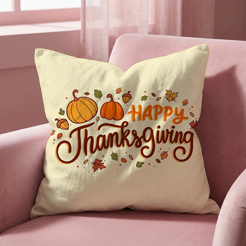 Holiday Thanksgiving Cushion Cover MultiScene Pillow Cover for Home Car Reversible Soft Durable for Daily Use