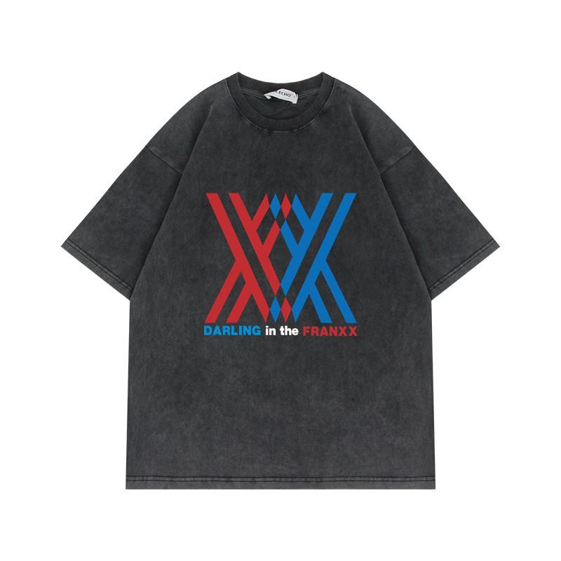 Übergroßes Anime-T-Shirt für Jungen 230g Baumwolle Vintage-Waschung Kurzarm Lässiges Oberteil