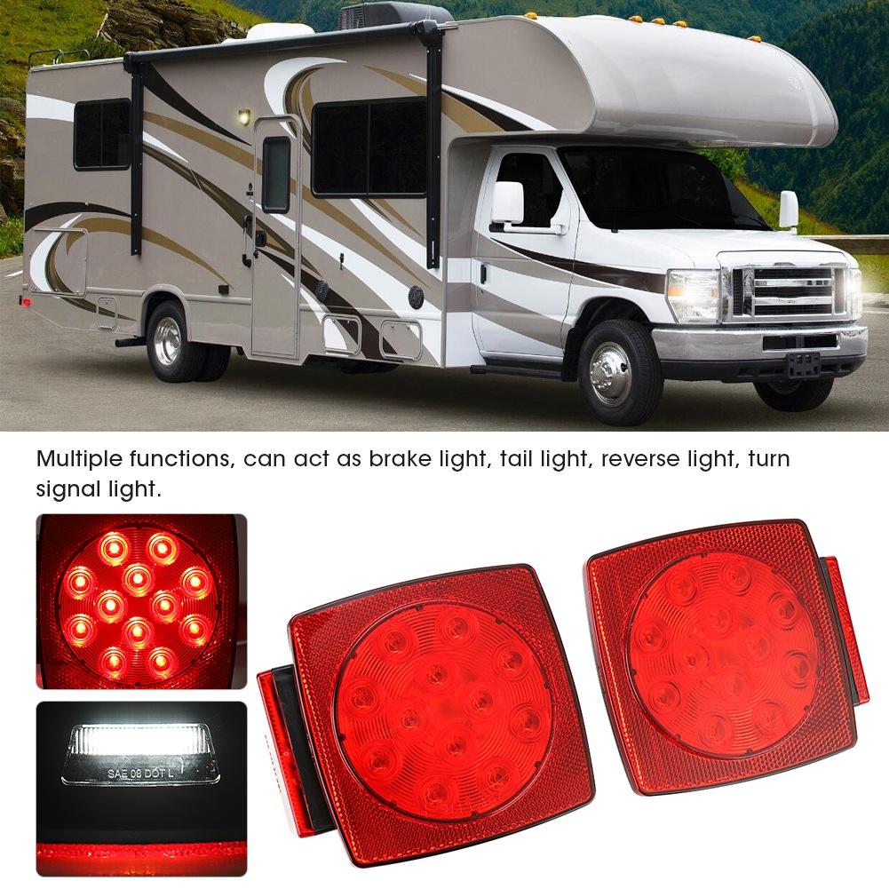2pcs 12V Truck Trailer RV LED Tail Light Lamp Turn Signal Brake Reverse Light Combination