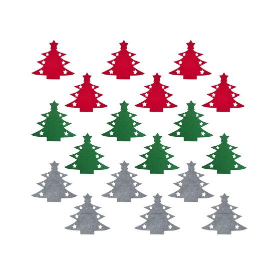 Christmas Cutlery Holder Bag Tree/Heart Shaped Knife Folk Tableware Holder Pockets Felt Dinner Flatware Covers for Christmas Party Dinner Table Decor