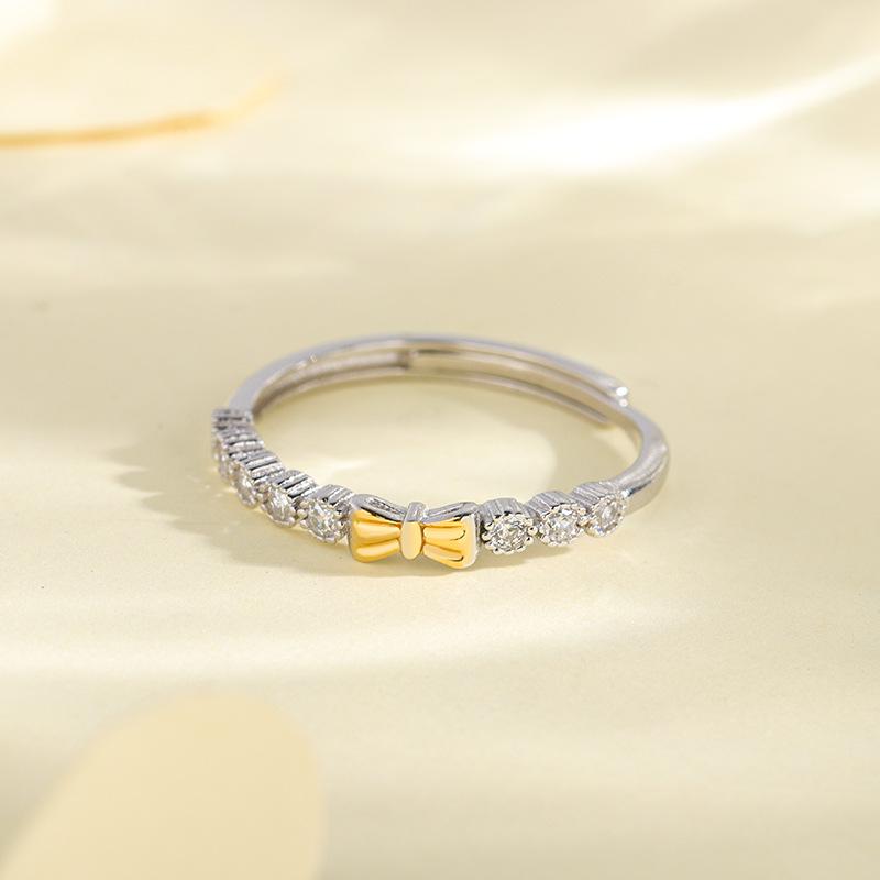 

Кольца из стерлингового серебра 925 пробы «Бант и роза» для лучших друзей — Дизайн «Два в одном» для пар или сестер Adjustable Open Size