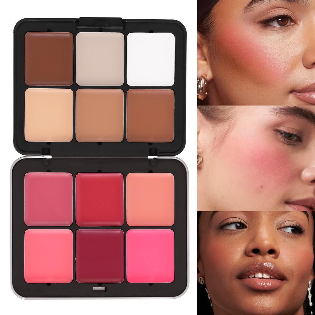 12-Color Blush & Contour Palette: Handaiyan All-in-One Matte & Cream Highlight with Iron Box