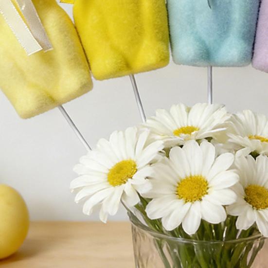 Easter Flocked Bunny Figurine Small Foam Rabbit with Bow Tie Spring Bunny Stake for Outdoor Indoor Yard Lawn Planter Pot Decor