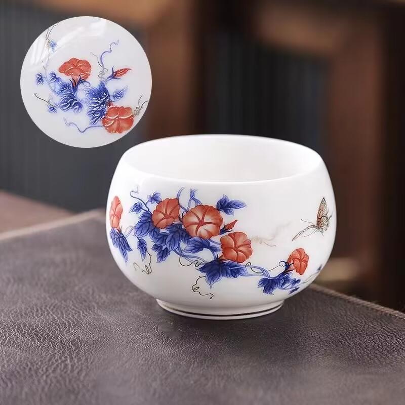 Suet Jade White Porcelain Teacup High-End Personal Special Large Master Cup Single Cup Tea Bowl Tea Cup High-End Ceramic Pair Cup