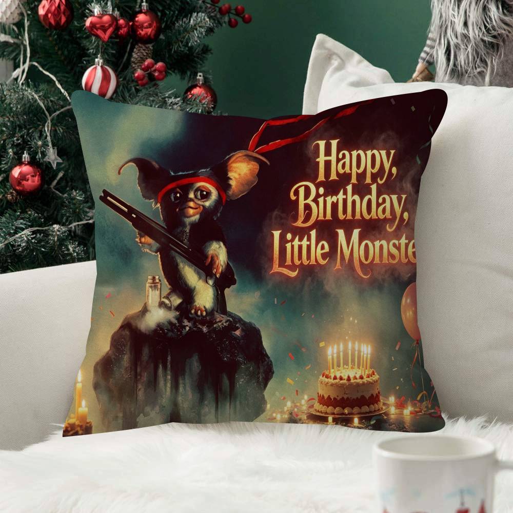 Movie Pillow Case Little Plush Fabric Soft Double Sided Print Sofa Mogwai Cushion Cover Throw Pillow Covers
