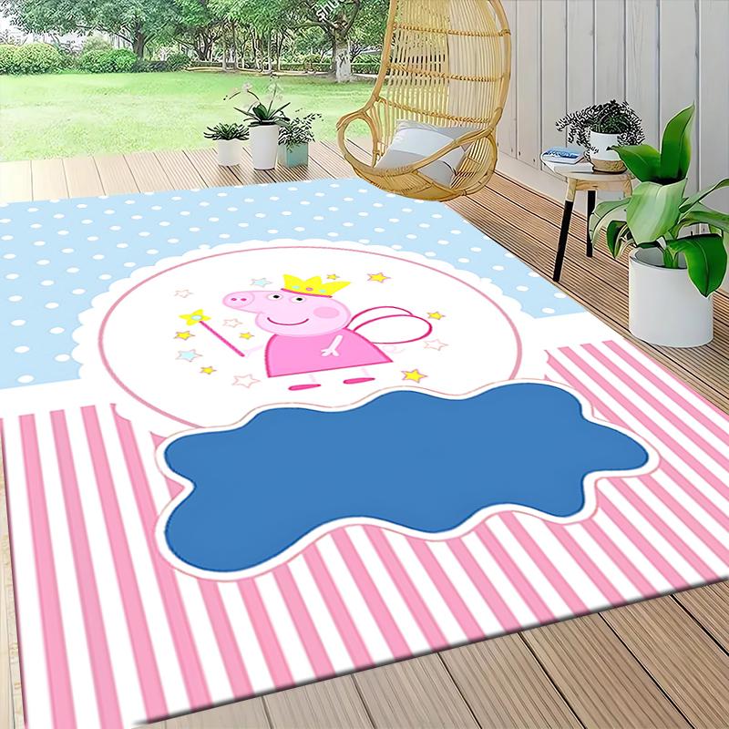 1Pc Peppa Pig'S Playful Day Carpet Rug Customizable Soft Washable Antislip Home Living Room Sofa Mats Personalized Rug 0917107