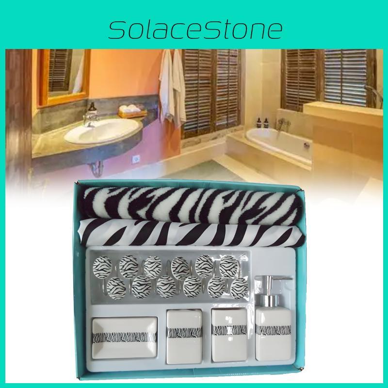 Modern Geometric Polyester Bathroom Set With Shower Curtain And Nonslip Mat For Home Use