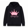 Kids Boys Girls Hooded Sweatshirt, Cute Pink Little Princess Crown Print Long Sleeve Pullover Hoodie, Casual Soft Warm Top For Toddler Children Daily