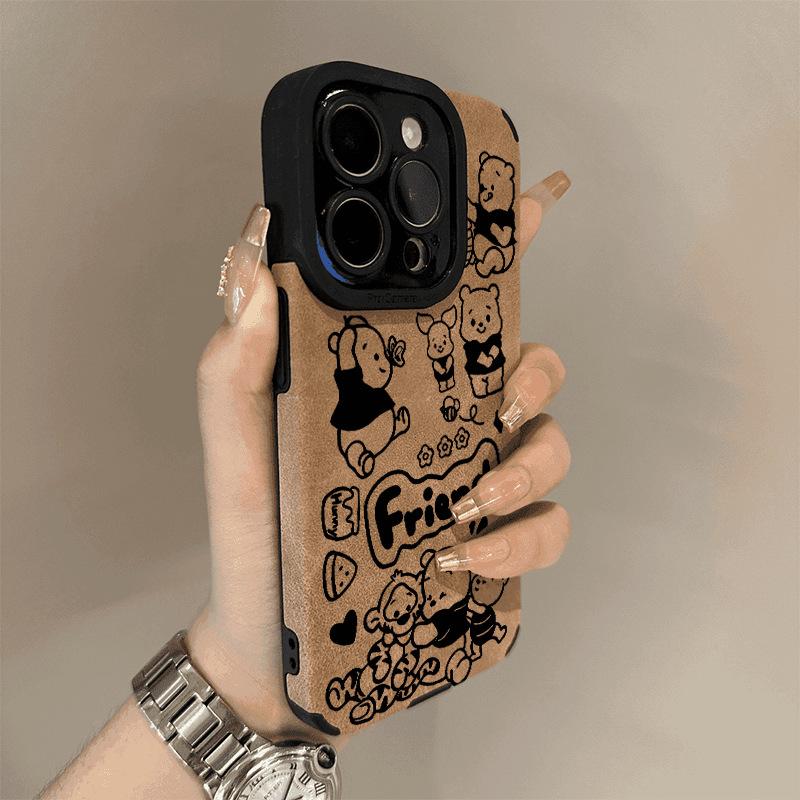 Winnie Bear Is Suitable for IPhone16ProMax IPhone Case Full Inclusive Anti Fur Soft Shell Anti Fall Anti Fing Fingerprint