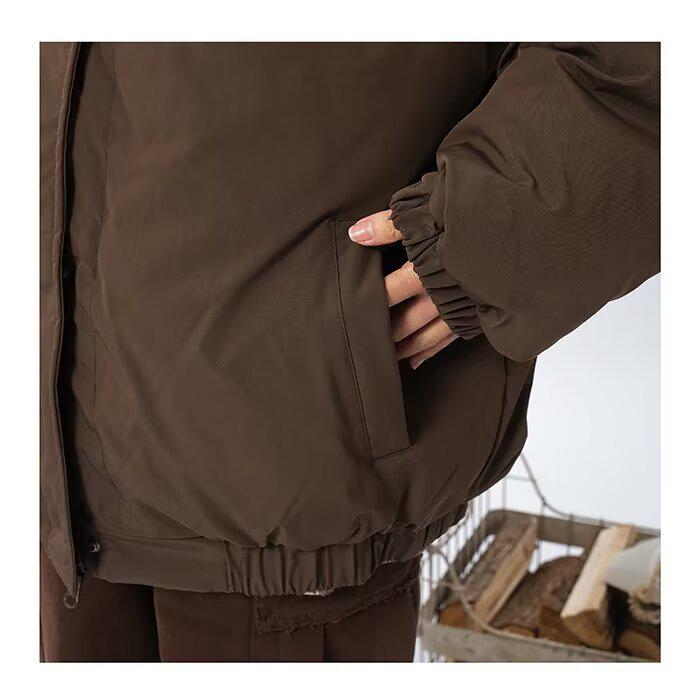 Unisex Japanese Retro Reversible Padded Stand Collar Cotton Jacket, Winter Warm, Mallard Green, Loose Fit Workwear Coat.