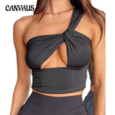 Summer One Shoulder Hollow Out Top Sexy Neckless Top Women's Sexy Hottie Top