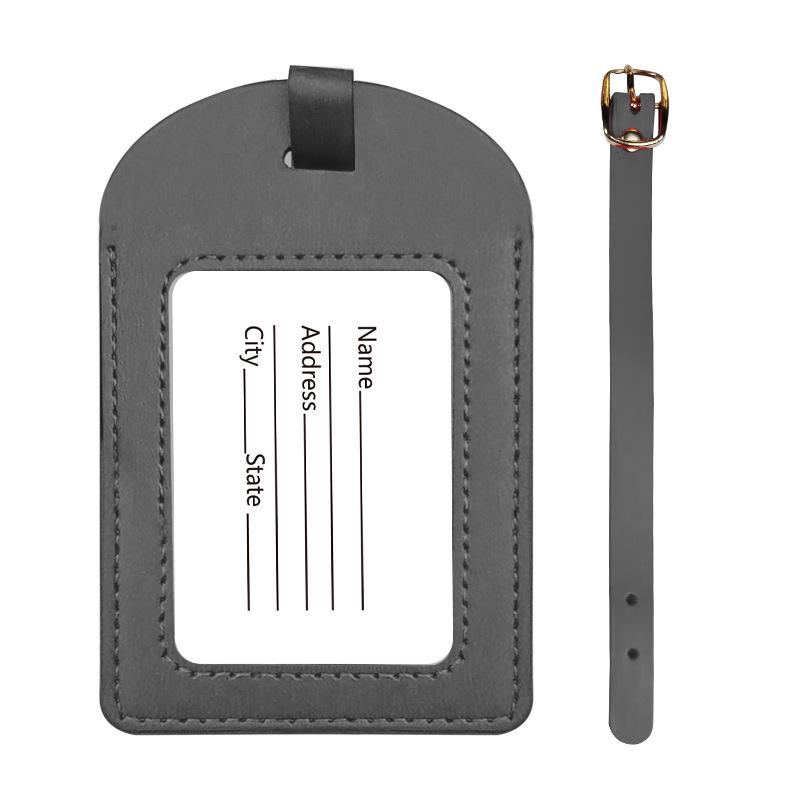 

Genuine Leather Luggage Tag with Information Label and Boarding Pass Holder темно-серого