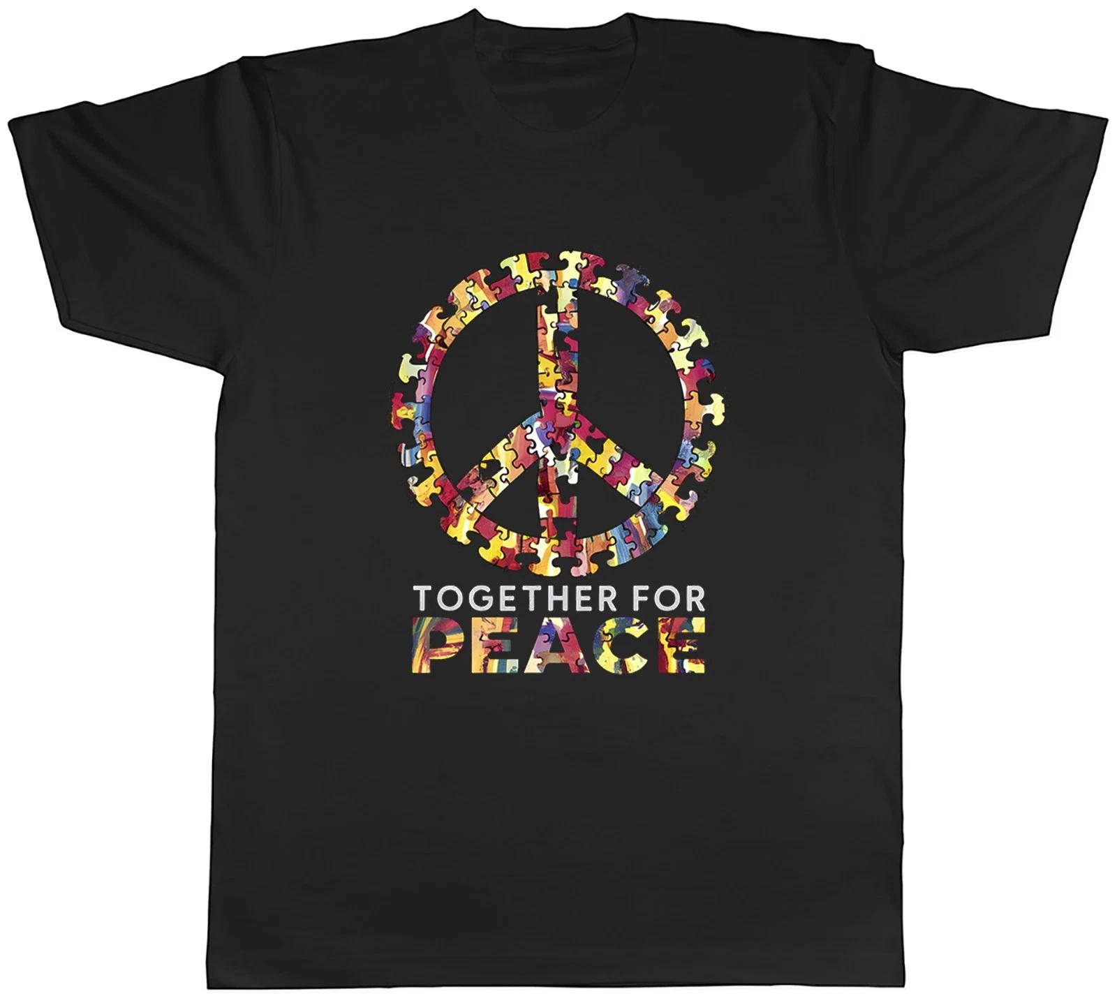 Together for Peace Mens T-Shirt Jigsaw Pieces Peace Symbol Tee Gift M