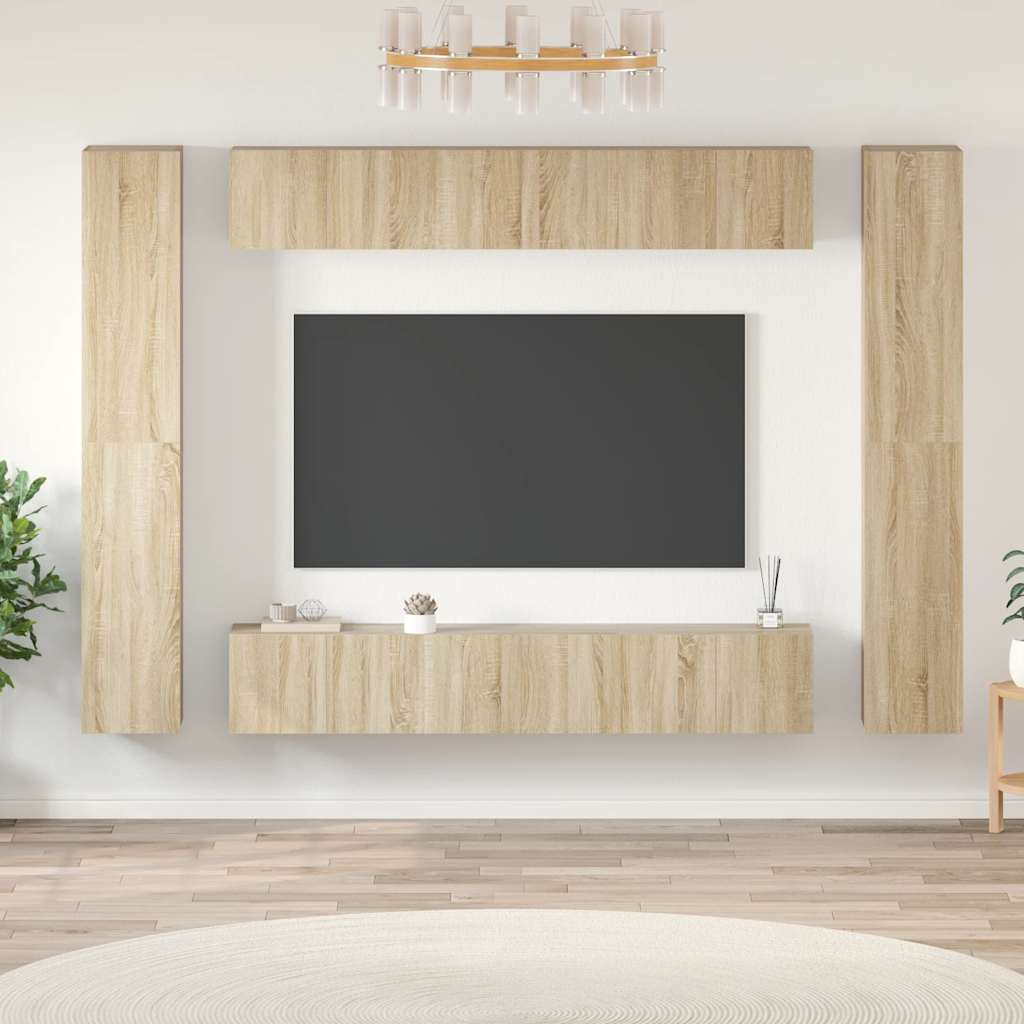 10 Piece TV Cabinet Set Sonoma Oak Effect Particle Board