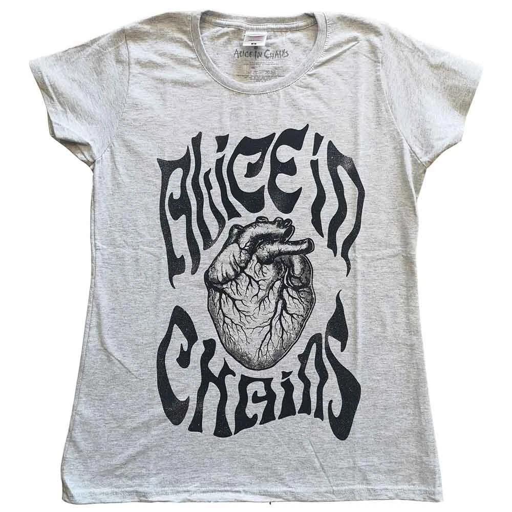 Alice in Chains T Shirt Transplant Official Womens Skinny Fit Heather Grey L XL