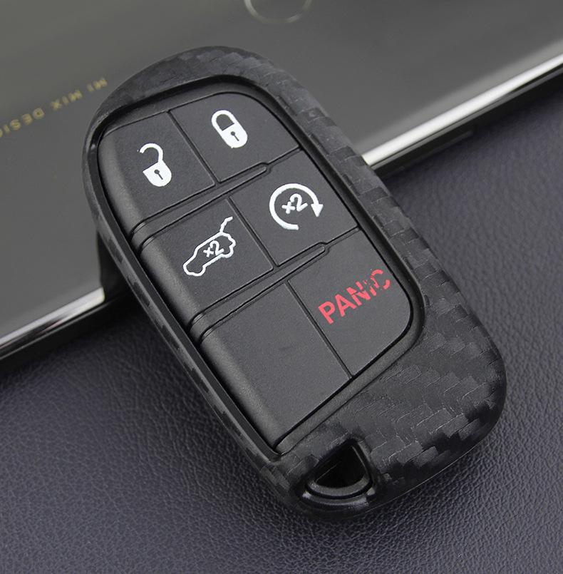 

Carbon Fiber Silicone Key Case for Jeep Liberty & Dodge Chrysler