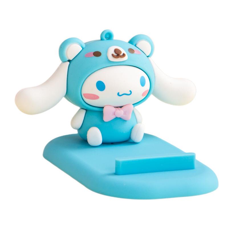 Sanrio Cartoon Figurine Phone Holder - Cute Desktop Ornament for Lazy Days, PVC Gift.