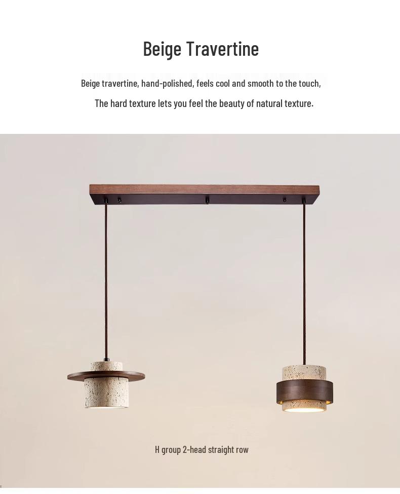 Yellow Travertine Wabi-sabi Chandelier: Mid-century Retro Style for Restaurants, Bars, and Dining Tables