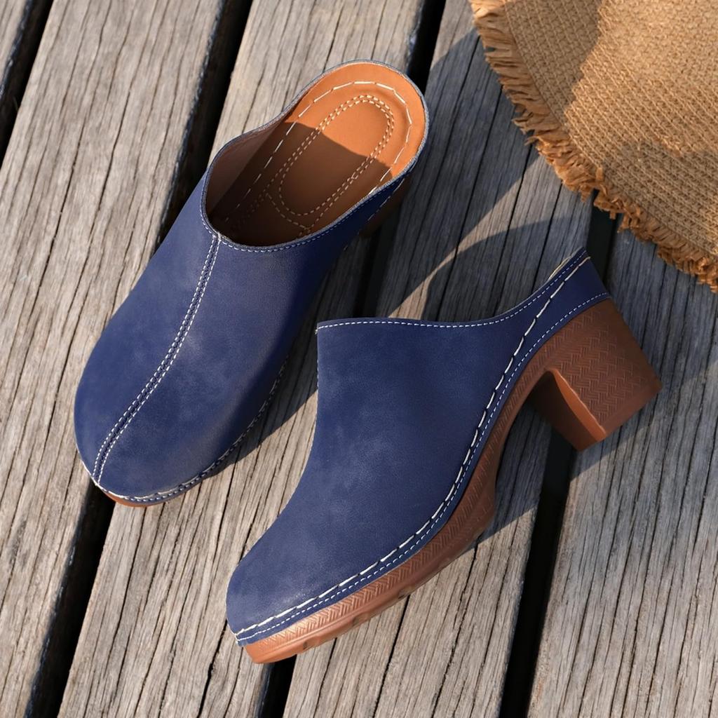 Mules Damensommerschuhe mit orthopädischem Fußbett bequeme Clogs und Mules für Mules mit Absatz Sandalen Absatz elegante Sommerslipper