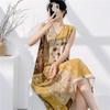 Cotton and silk sleeveless nightdress women's summer thin floral new super good-looking dress medium and long small fresh loungewear