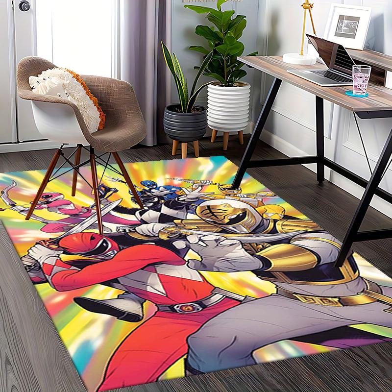 1pc Power Rangers Red Ranger Chair Mat - Anime Cartoon Design, Non-Slip Carpet for Office, Home Decor, Living Room, Bedroom, Game Room - Perfect Gift
