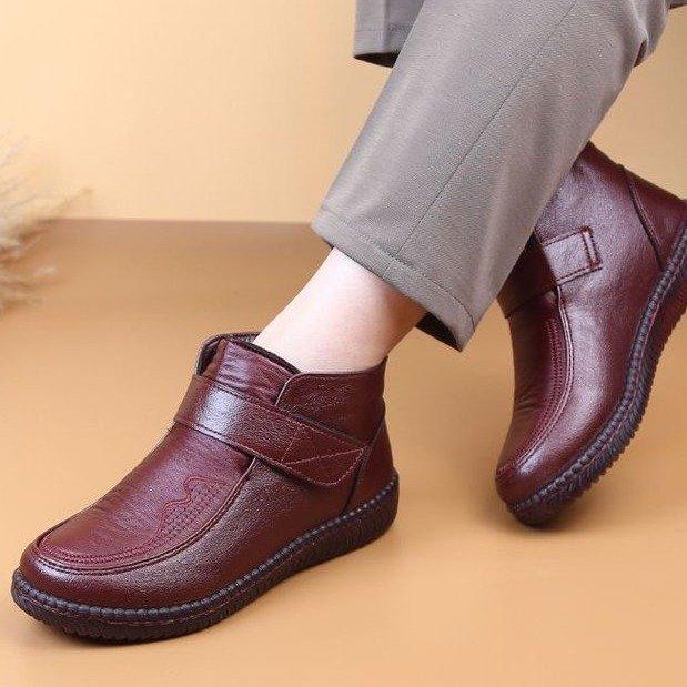 Soft Sole Comfortable Velvet Cotton Shoes Lightweight Warm Leather Boots Winter Short Boots